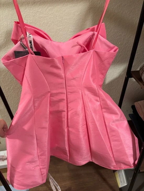 NWT Mac Duggar Convertible Strap Light Pink Bow-Front Party Mini Dress - Picture 4 of 6